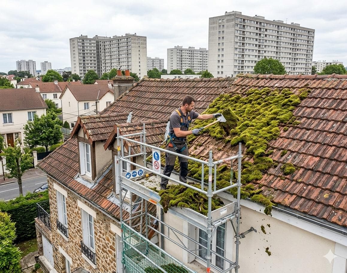 Toit nettoyé et traité, vue d'ensemble
