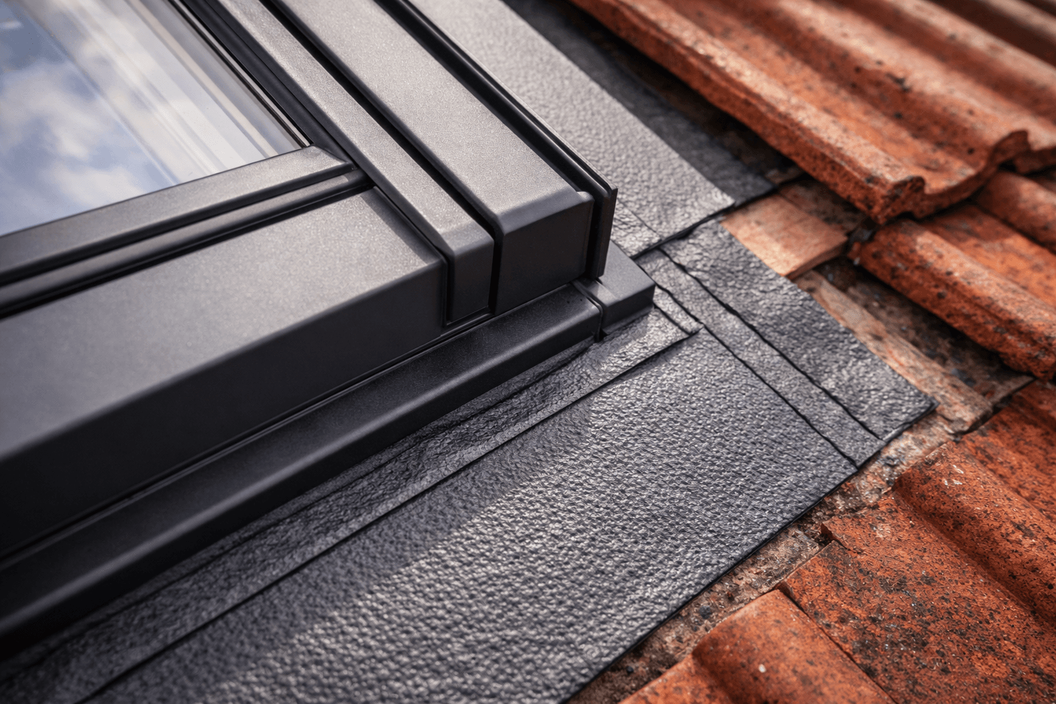 Détail d'étanchéité autour d'une fenêtre de toit